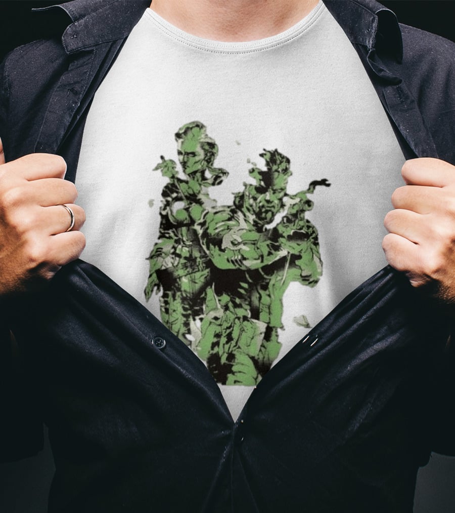 Naked Snake And The Boss Metal Solid 3 Snake Eater Iconic Duo Camouflage T-Shirt