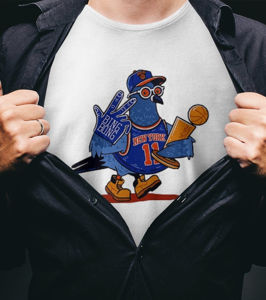 New York Knicks NBA Pigeon Bing Bong 26 73 70 Trophy T-Shirt