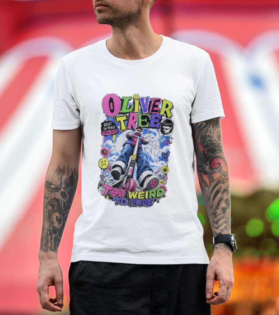 Oliver Tree Rest In Peace 1993 2023 Too Weird To Fade Angel Wings Scooter Floral T-Shirt