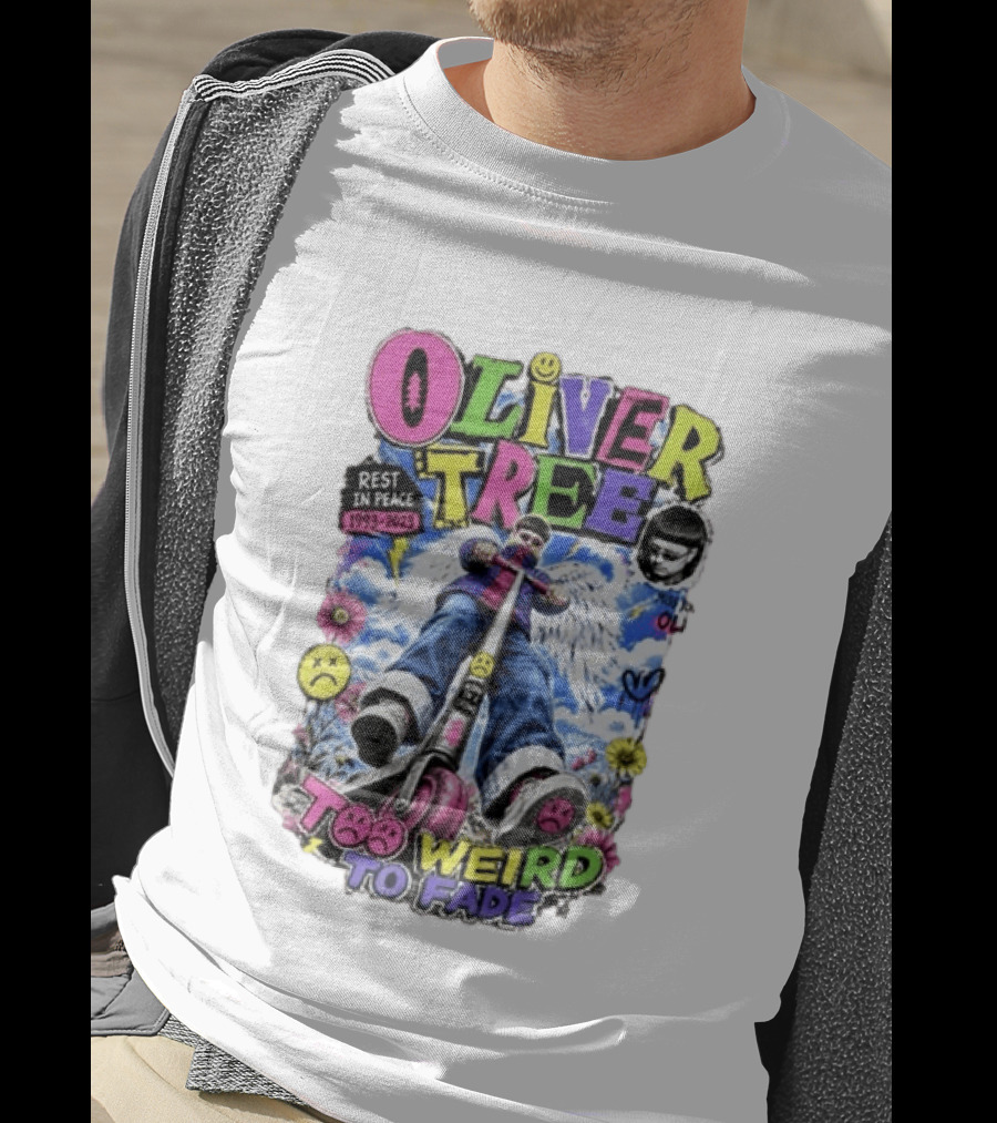 Oliver Tree Rest In Peace 1993 2023 Too Weird To Fade Angel Wings Scooter Floral T-Shirt