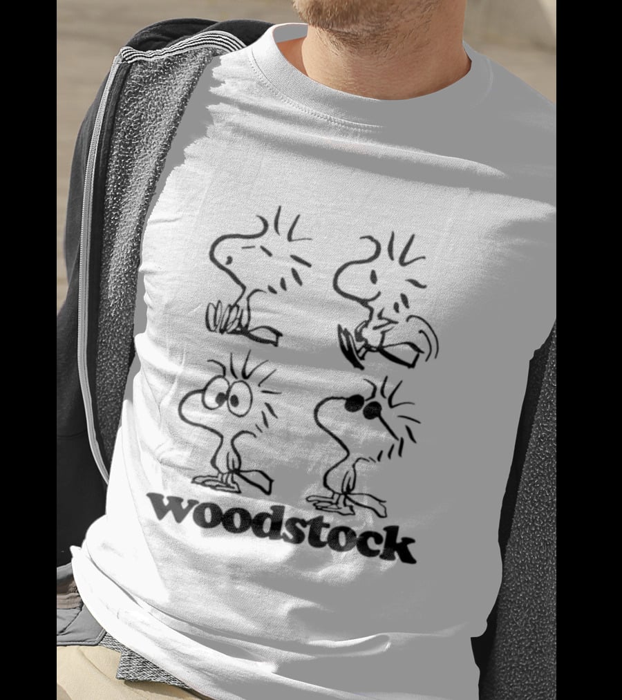 Woodstock Sitting Dancing Staring Wearing Sunglasses Peanuts Comic T-Shirt