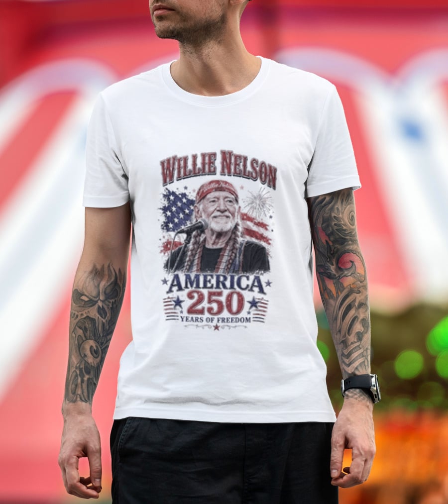 Willie Nelson America 250 Years Of Freedom Stars And Stripes Celebration T-Shirt