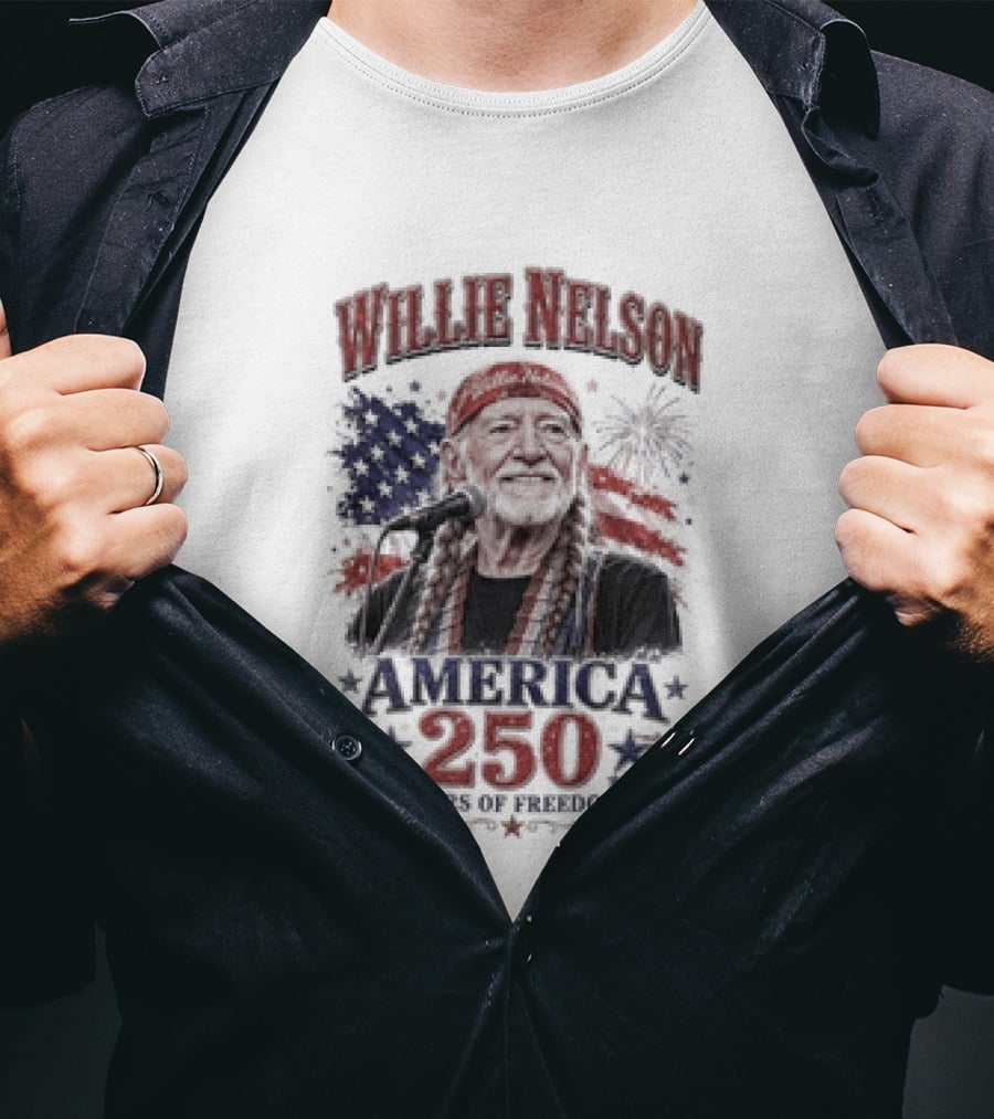 Willie Nelson America 250 Years Of Freedom Stars And Stripes Celebration T-Shirt