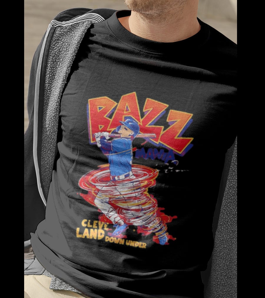 Bazz Mania Cleveland Down Under Travis Bazzana Batting Baseball T-Shirt
