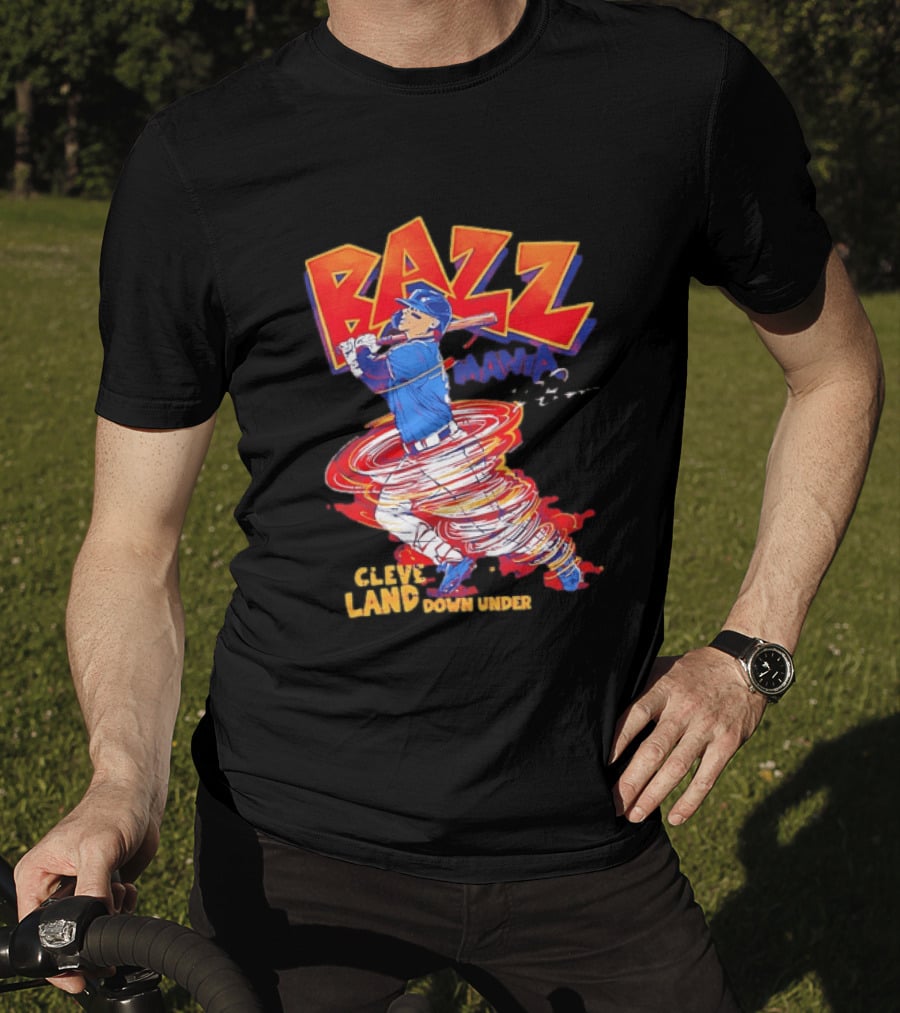 Bazz Mania Cleveland Down Under Travis Bazzana Batting Baseball T-Shirt