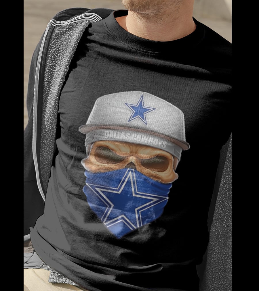 Dallas Cowboys Skull Bandana Cap Men Star T-Shirt