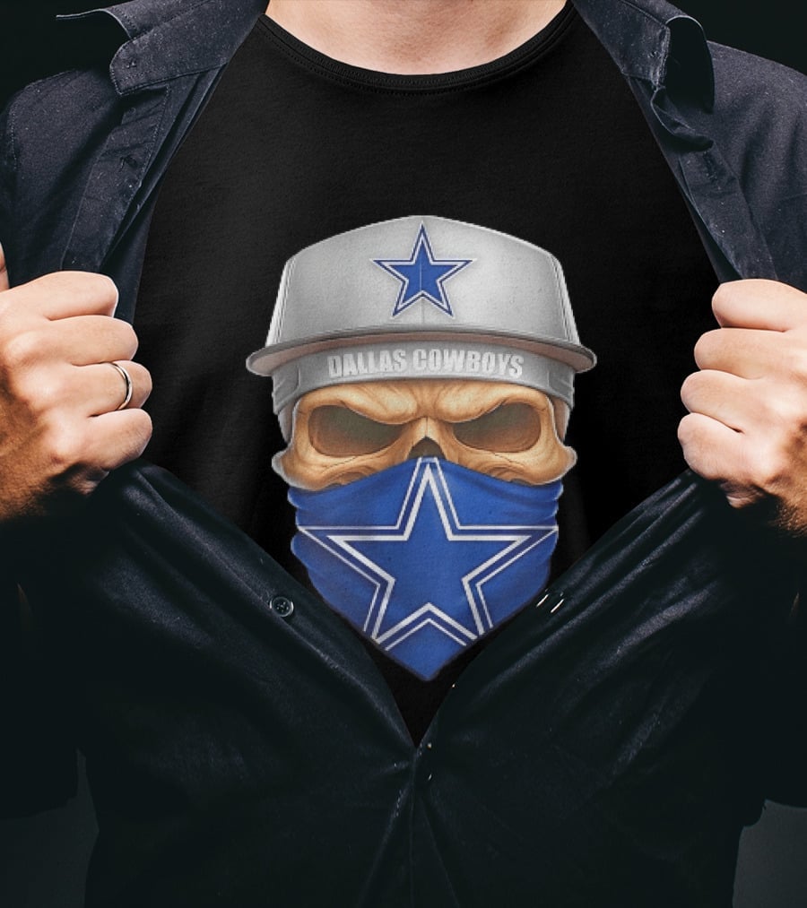 Dallas Cowboys Skull Bandana Cap Men Star T-Shirt