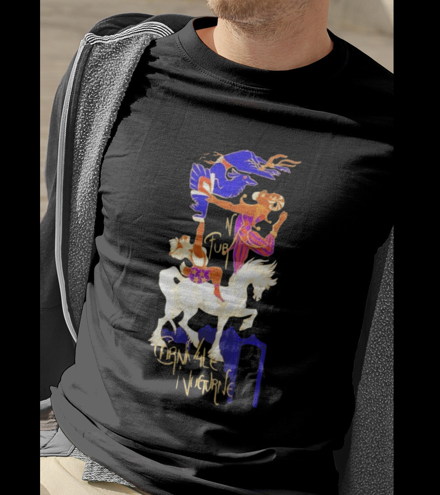 Carnivale Nocturne Jester And Horse With Vibrant Circus Animal And Bird T-Shirt