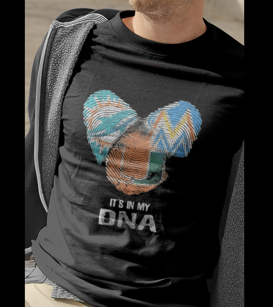 Dolphins Marlins Hurricanes It's In My DNA Fingerprint T-Shirt