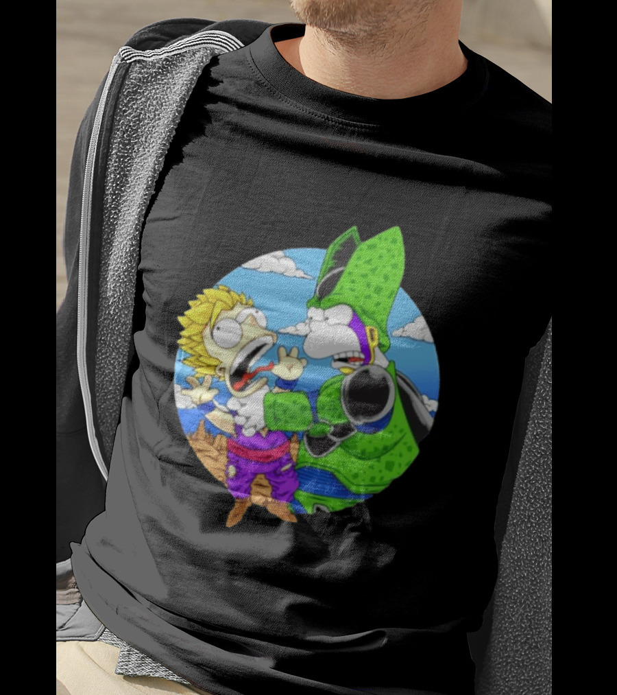 Gohan Cell Dragon Ball Z Bart Homer Simpson Mashup Clash T-Shirt
