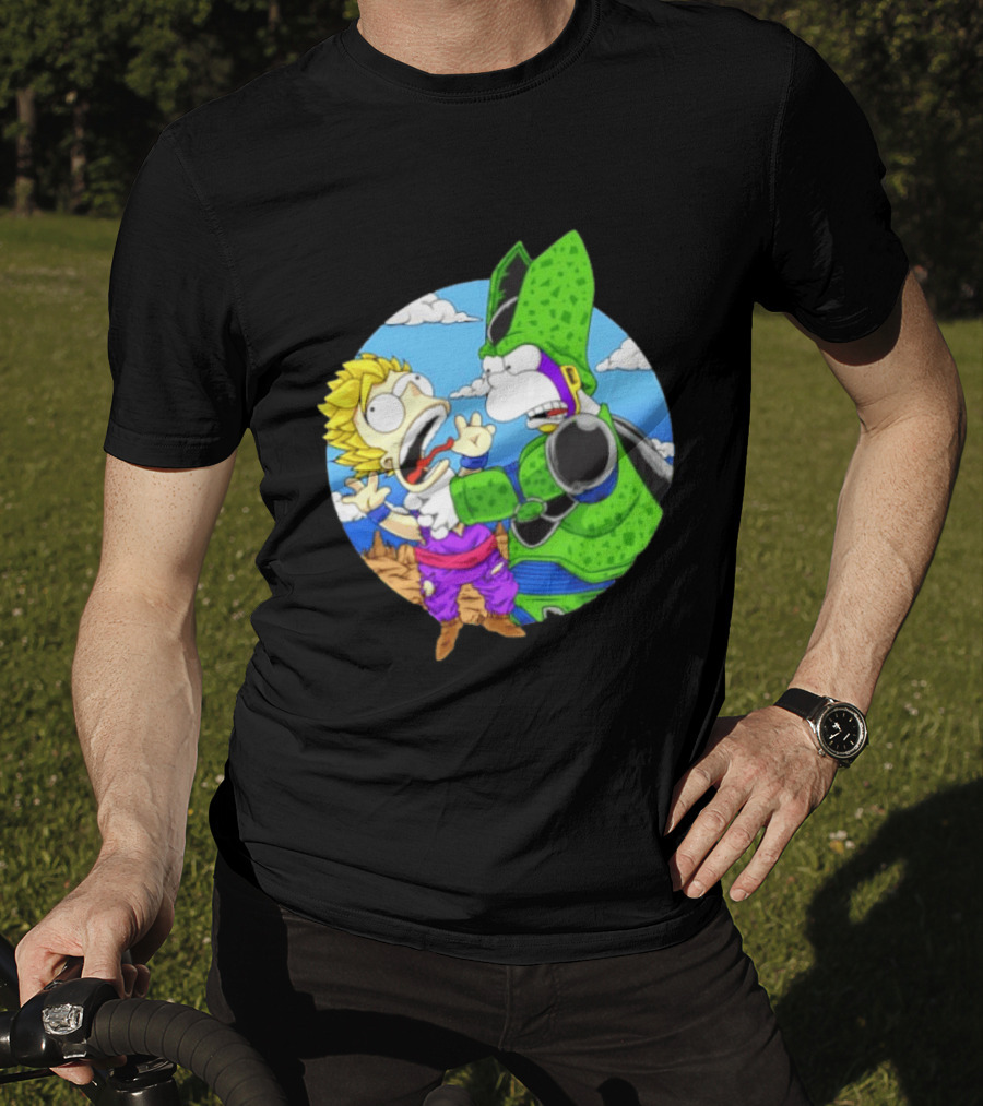 Gohan Cell Dragon Ball Z Bart Homer Simpson Mashup Clash T-Shirt