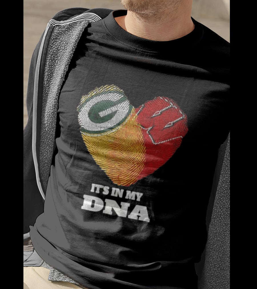 Green Bay Packers It's In My DNA Heart Fingerprint T-Shirt