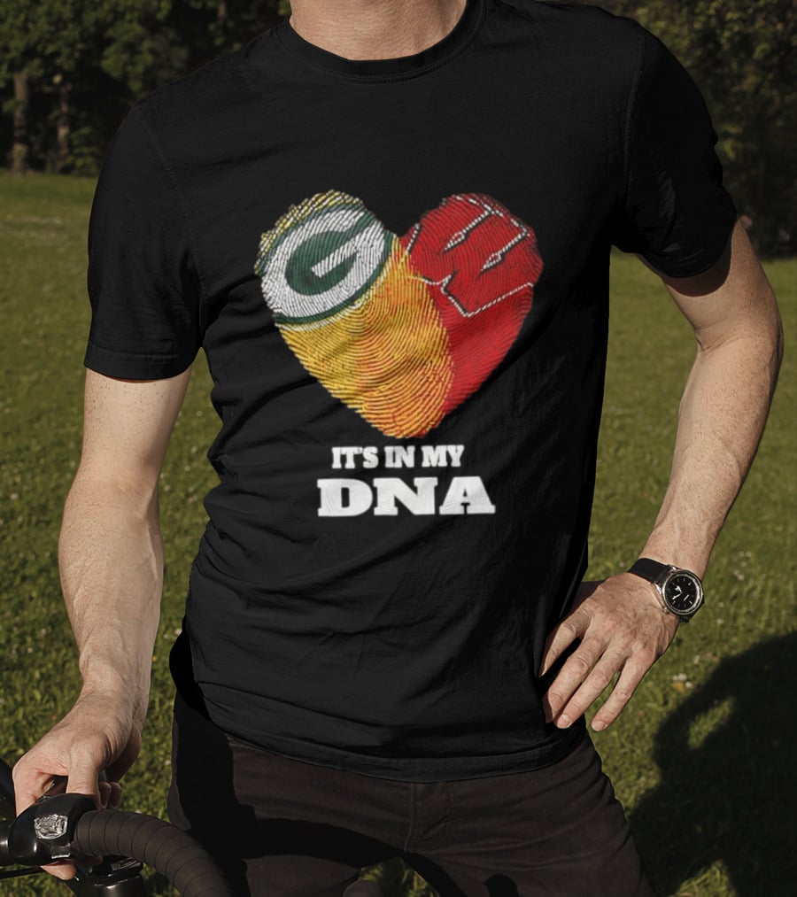 Green Bay Packers It's In My DNA Heart Fingerprint T-Shirt