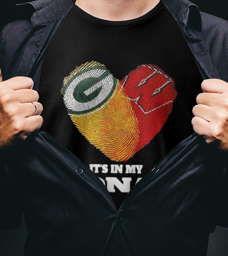 Green Bay Packers It's In My DNA Heart Fingerprint T-Shirt