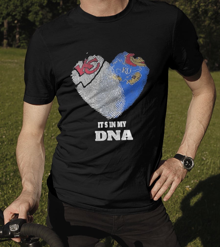 Kansas City Chiefs KU Jayhawks It's In My DNA Heart Fingerprint T-Shirt