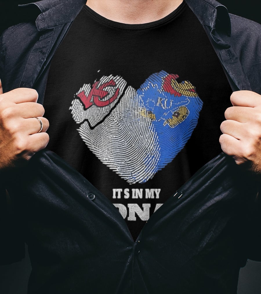 Kansas City Chiefs KU Jayhawks It's In My DNA Heart Fingerprint T-Shirt