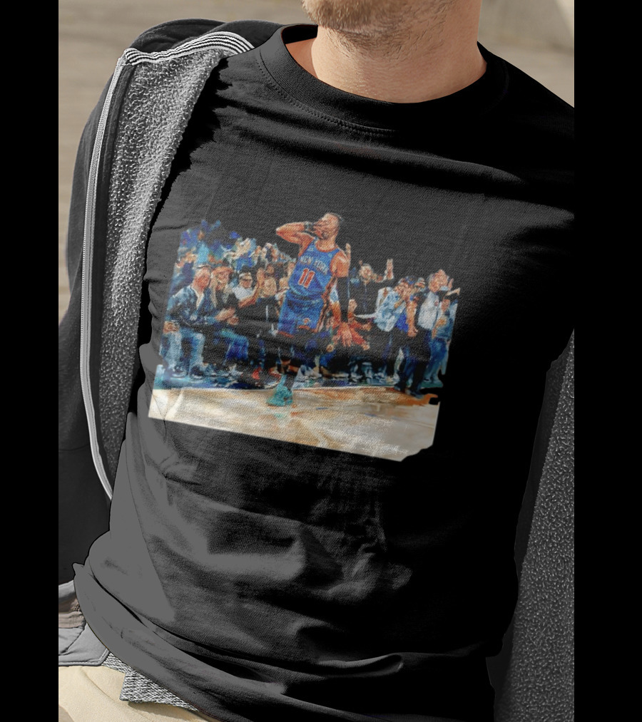 Jalen Brunson New York Knicks NBA Oil Painting Player In Action T-Shirt