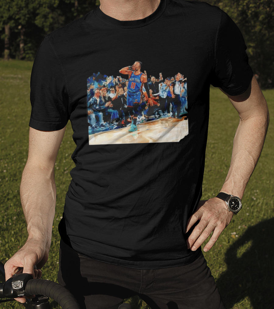 Jalen Brunson New York Knicks NBA Oil Painting Player In Action T-Shirt