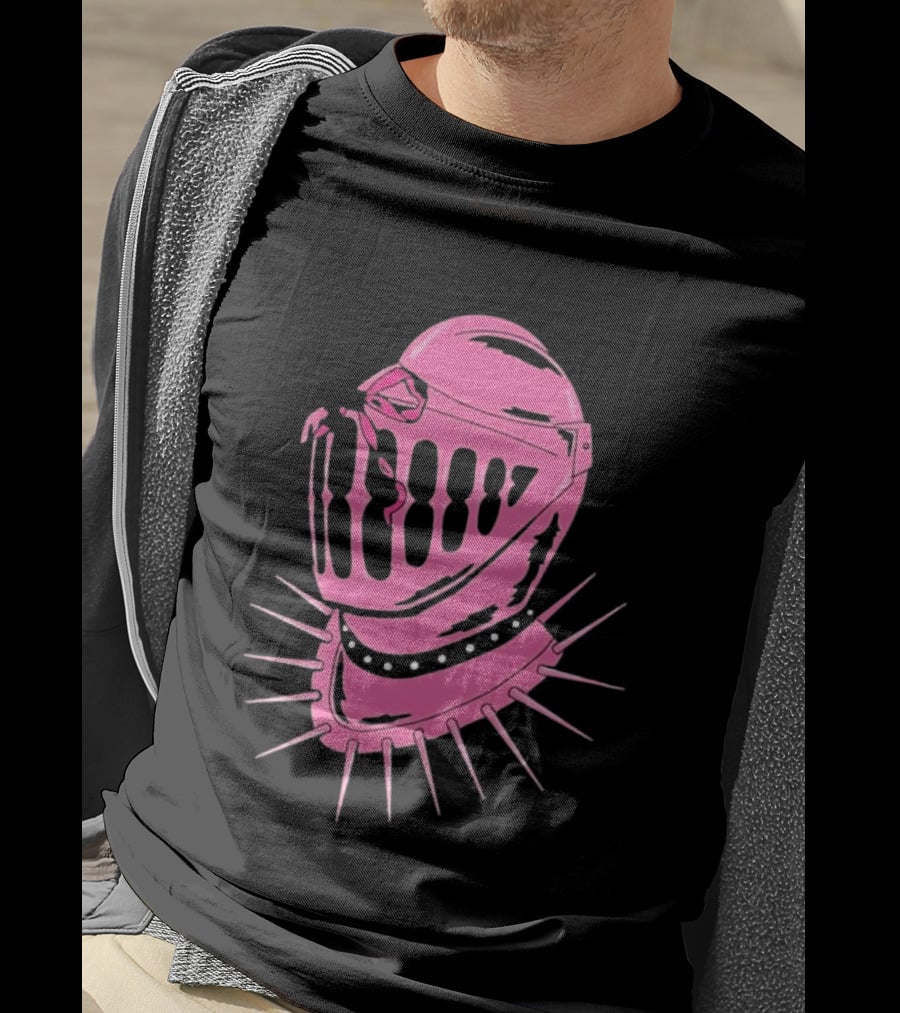Knight Helmet With Pink Bow And Spiked Choker Aesthetic T-Shirt