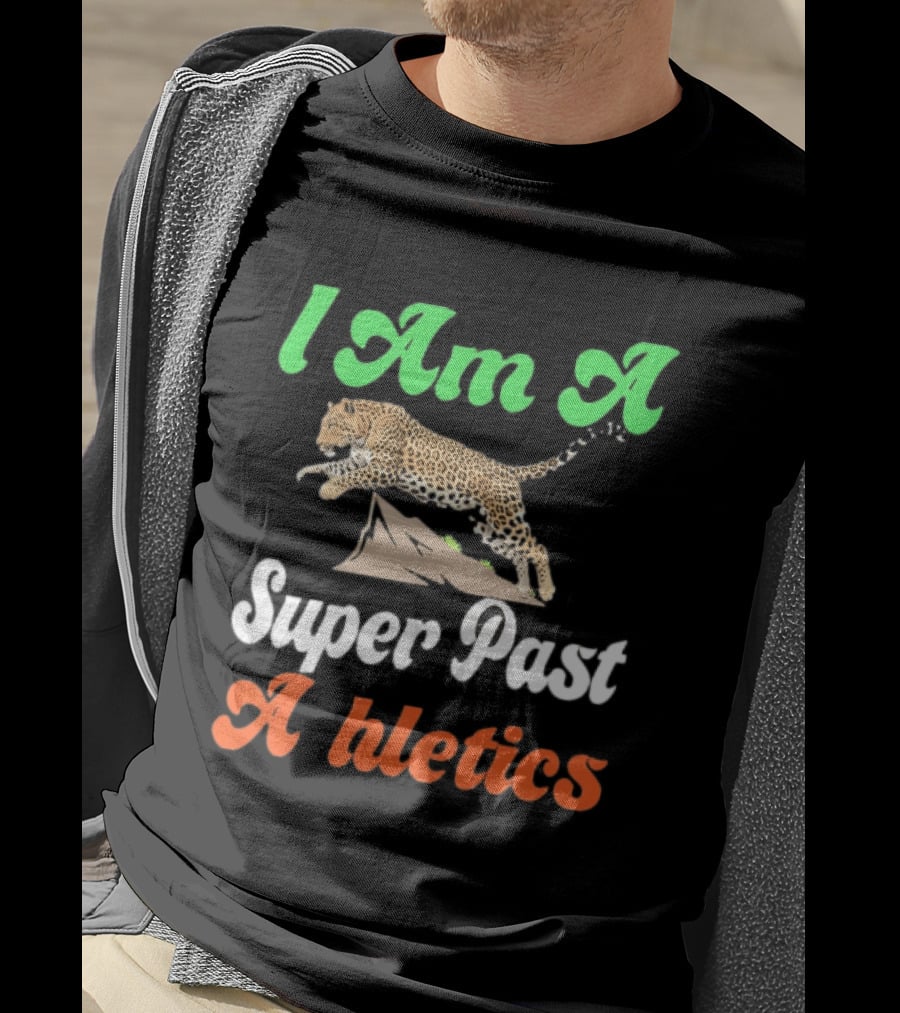 I Am A Super Past Athletics Leopard Running T-Shirt