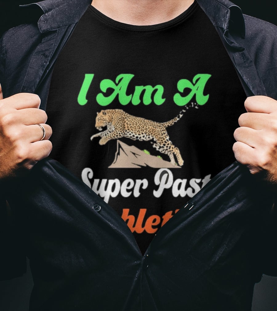 I Am A Super Past Athletics Leopard Running T-Shirt