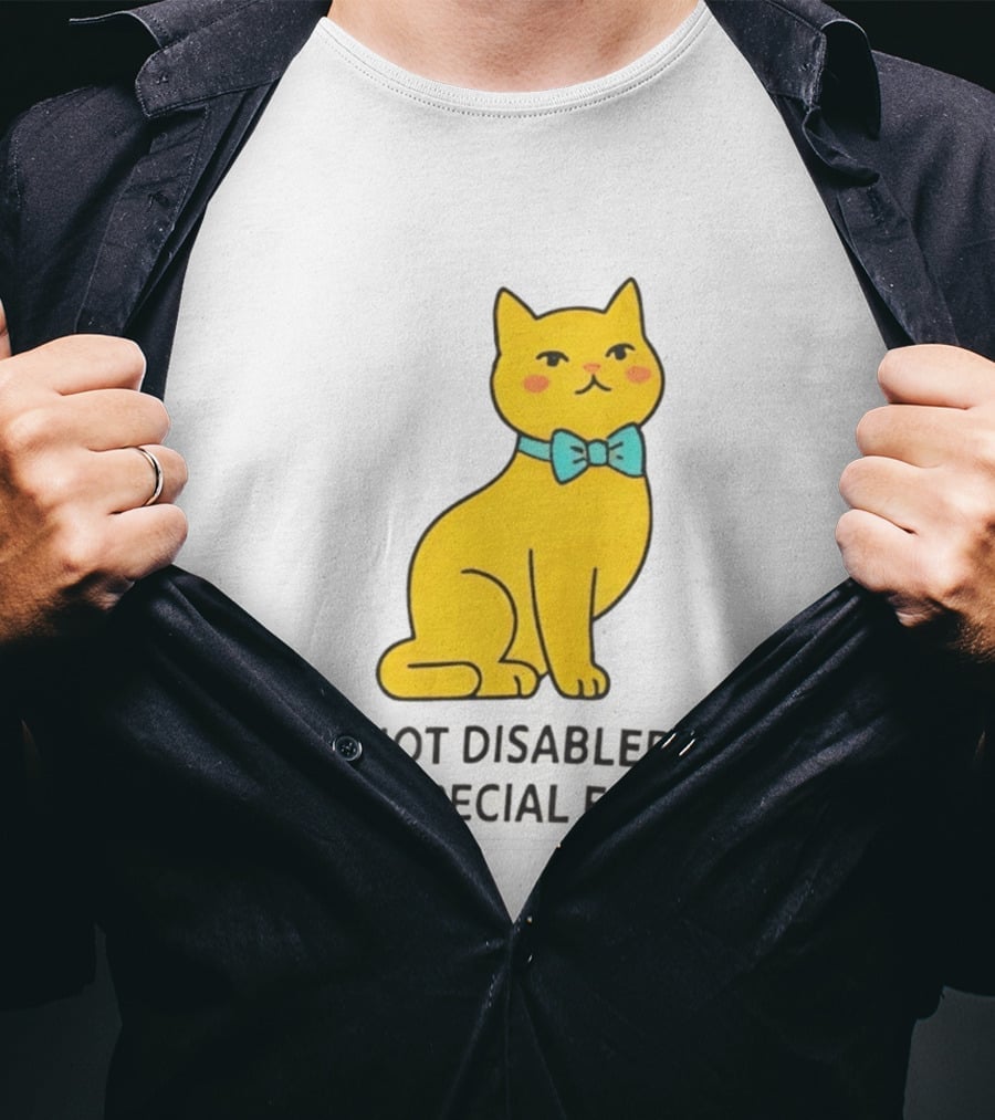 Not Disabled Just Special Edition Cat With Bow Tie T-Shirt