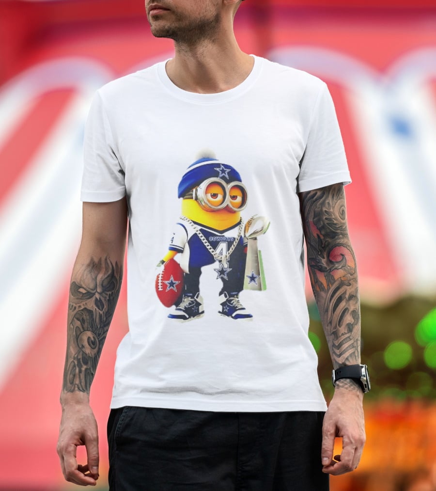Dallas Cowboys Minion With Lombardi Trophy And Football T-Shirt