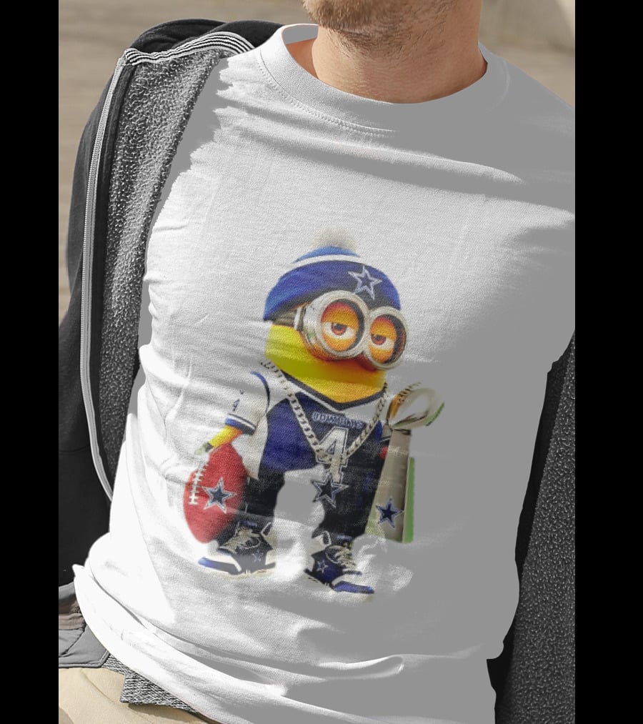 Dallas Cowboys Minion With Lombardi Trophy And Football T-Shirt