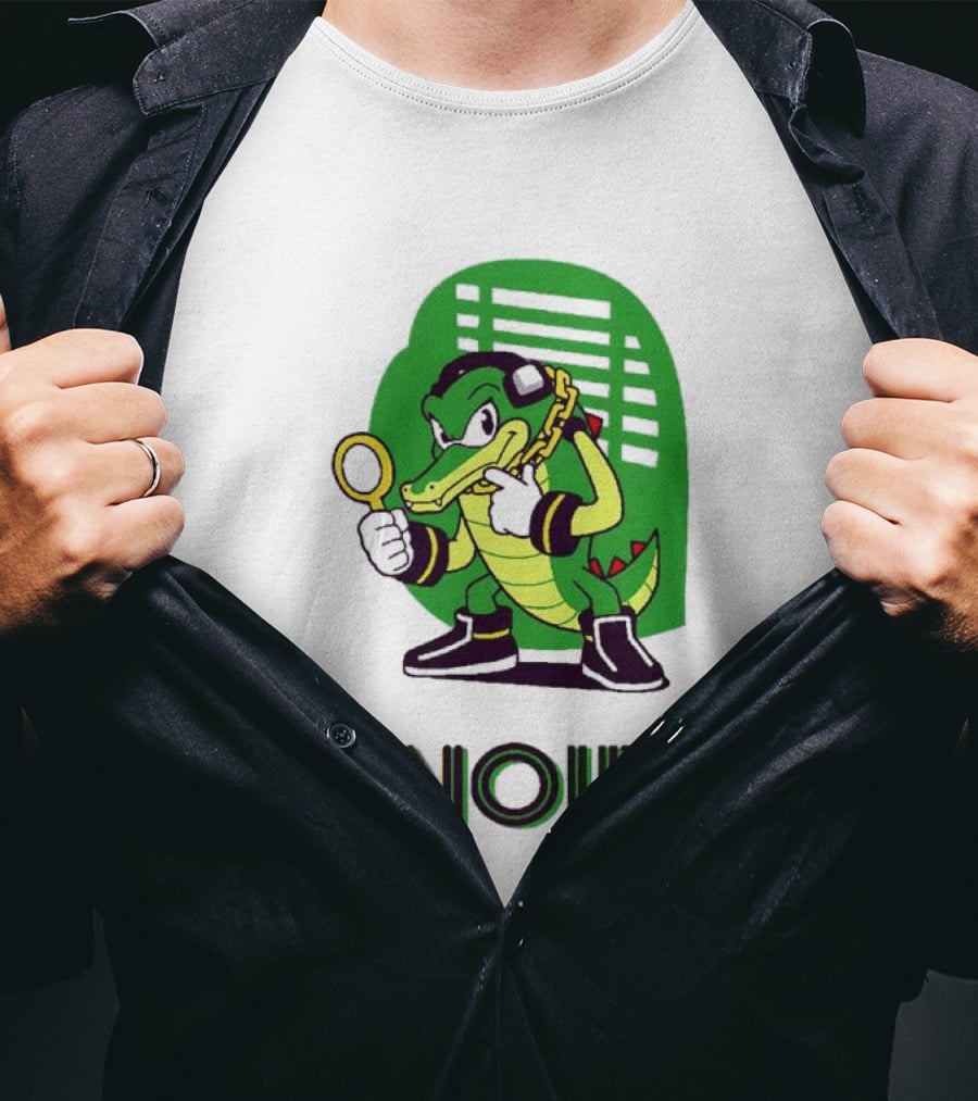 Vector The Crocodile Chaotix Detective Agency Noir Magnifying Glass Image T-Shirt