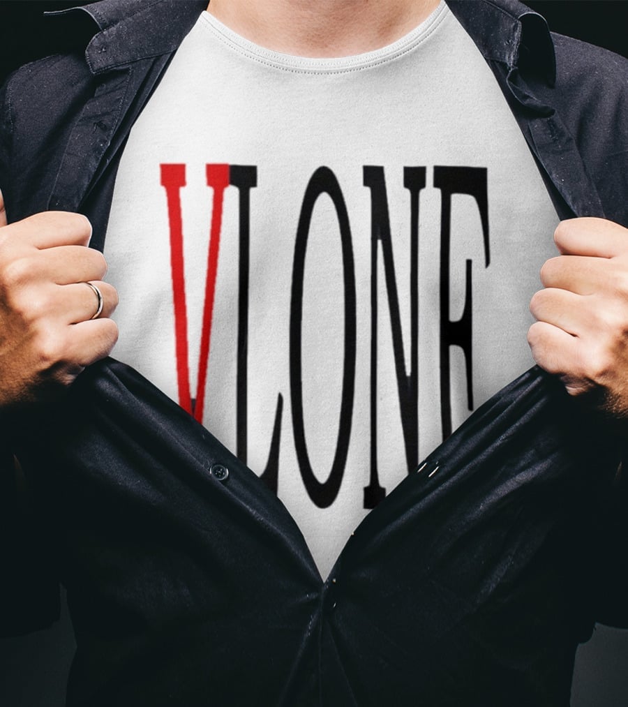 Vlone Logo Red V Black Font Streetwear Fashion T-Shirt