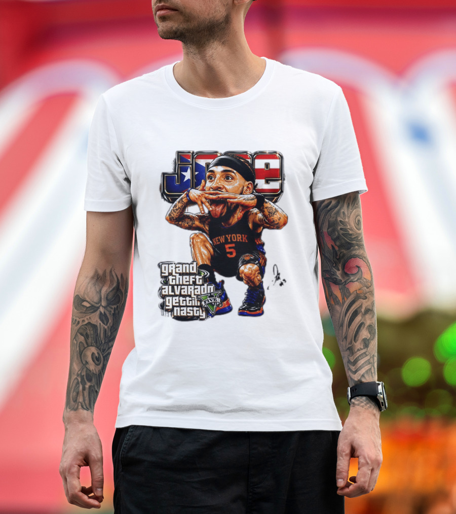 Grand Theft Alvarado New York Knicks Gettin Nasty Caricature T-Shirt