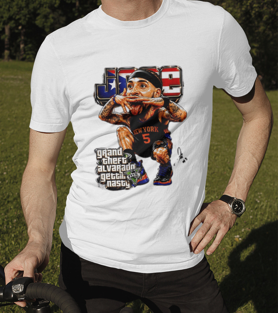 Grand Theft Alvarado New York Knicks Gettin Nasty Caricature T-Shirt