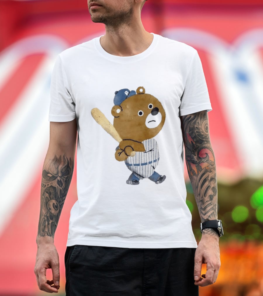 Kuma Bear Takuto Nakagawa Baseball Player Character In Striped Uniform T-Shirt