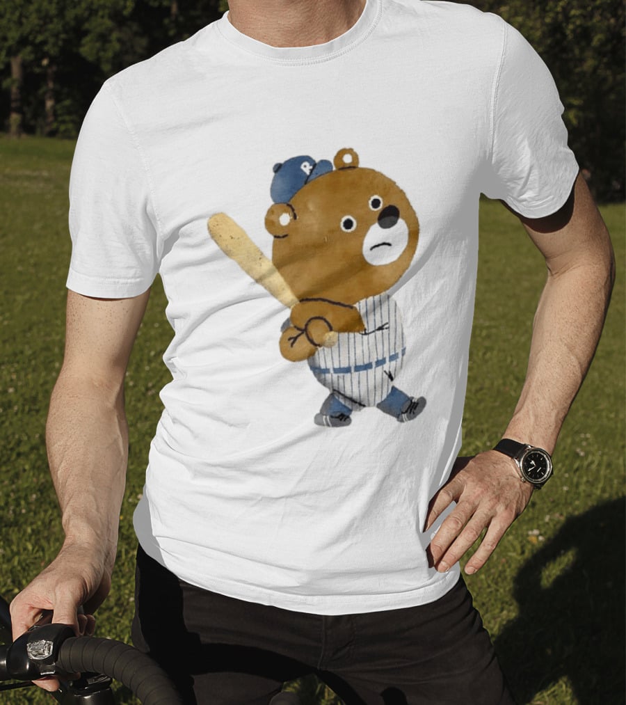 Kuma Bear Takuto Nakagawa Baseball Player Character In Striped Uniform T-Shirt
