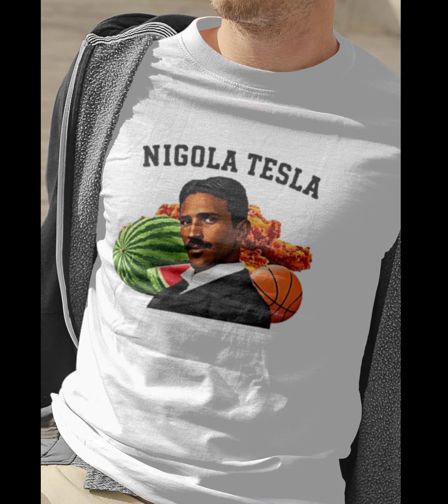 Nigola Tesla Watermelon Fried Chicken Basketball Fusion T-Shirt