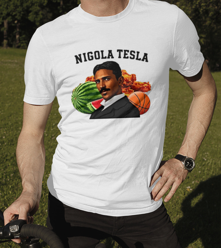 Nigola Tesla Watermelon Fried Chicken Basketball Fusion T-Shirt