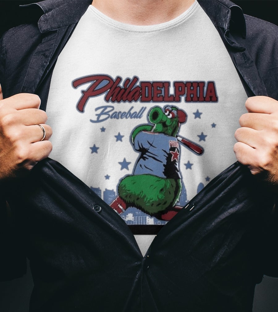 Phillie Phanatic Philadelphia Baseball Phillies MLB Skyline Stars T-Shirt