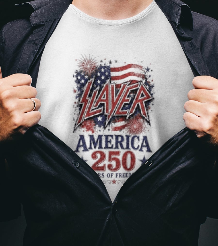 Slayer America 250 Years Of Freedom Stars And Stripes T-Shirt