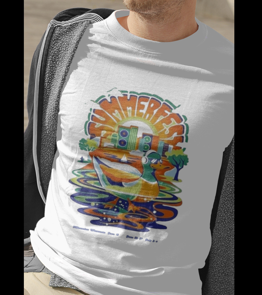 Summerfest Music Festival Milwaukee June 18 20 2026 Duck Art With Headphones Cityscape T-Shirt