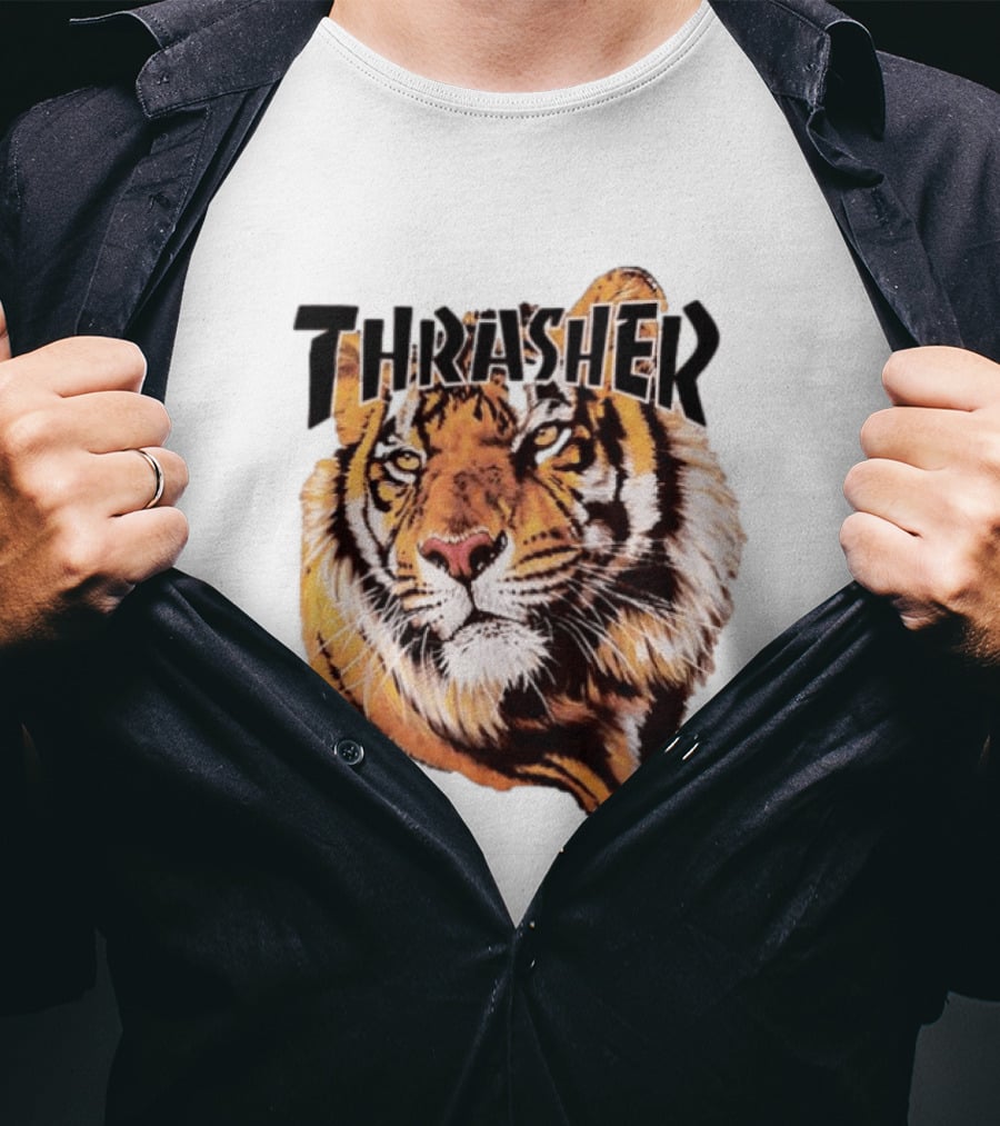 Tiger Thrasher Magazine Wildlife Nature Animal Orange Color T-Shirt