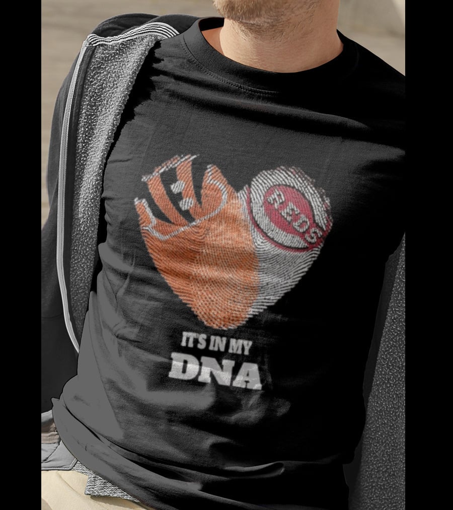 Bengals Reds It's In My DNA Handprint Football Baseball Fan Gear T-Shirt
