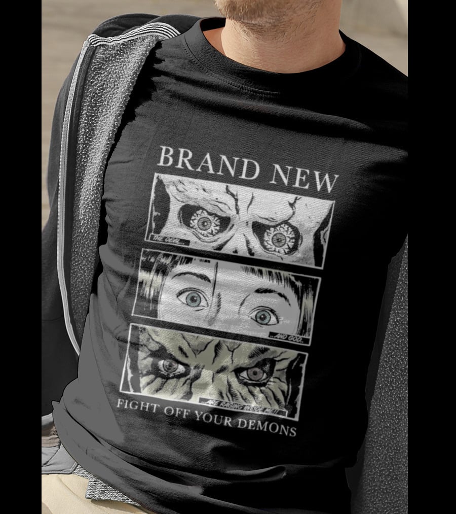 BRAND NEW Fight Off Your Demons Comic Panel Eyes T-Shirt