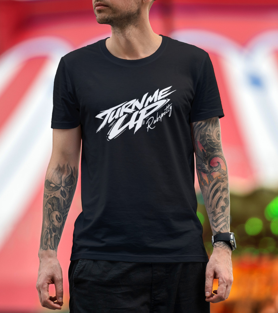 Rabsopetty Turn Me Up Dynamic Script T-Shirt