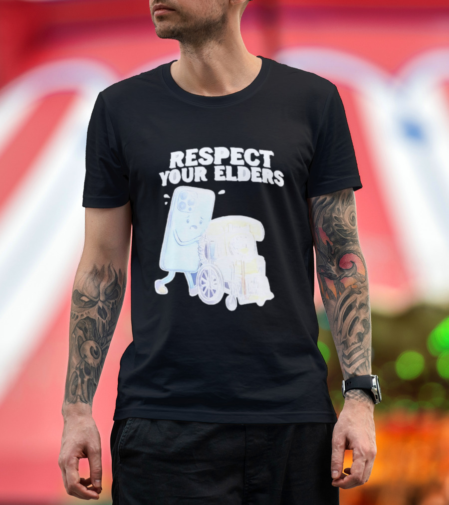 Respect Your Elders Smartphone And Vintage Telephone T-Shirt