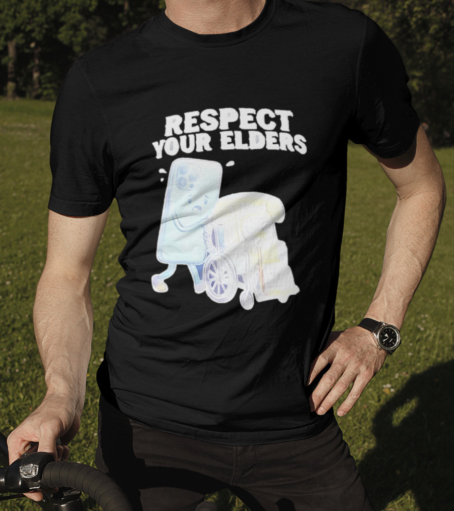 Respect Your Elders Smartphone And Vintage Telephone T-Shirt