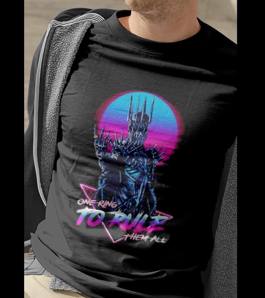 Sauron One Ring To Rule Them All Retro Pink Neon Lord Of The Rings T-Shirt
