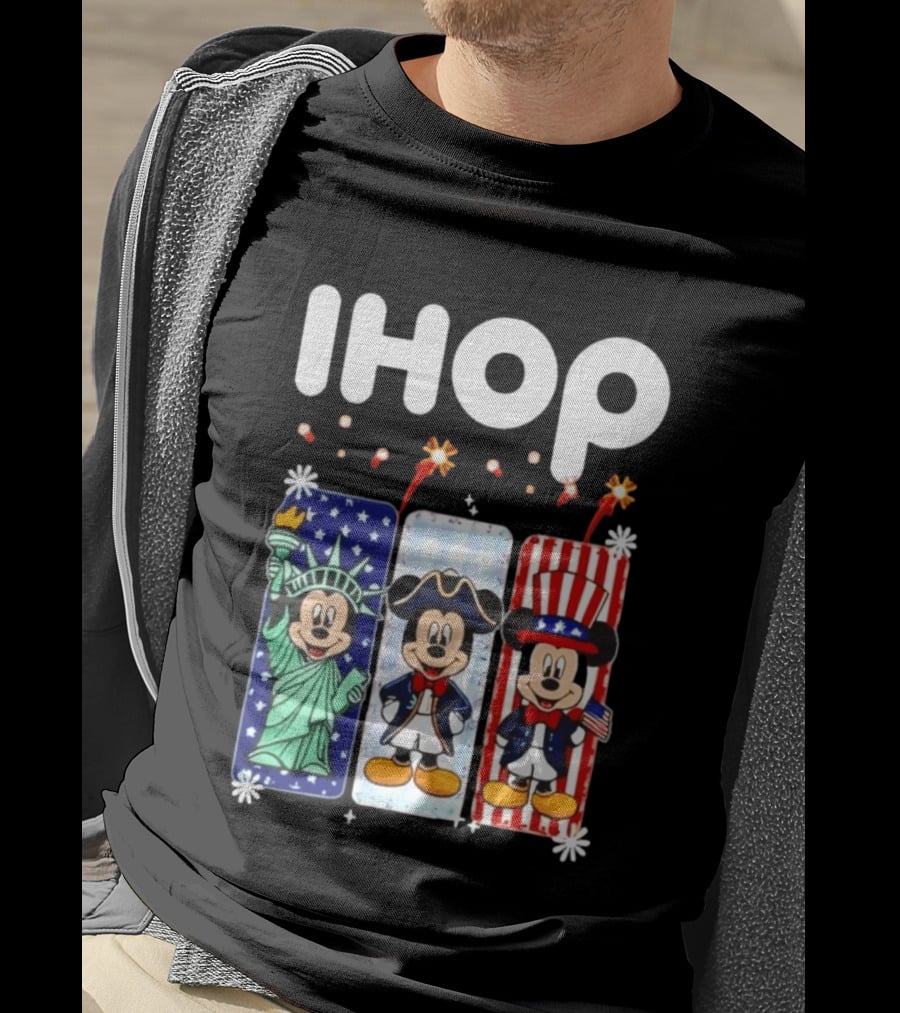 IHOP Mickey Mouse Statue Of Liberty Colonial Patriotic Independence Day T-Shirt