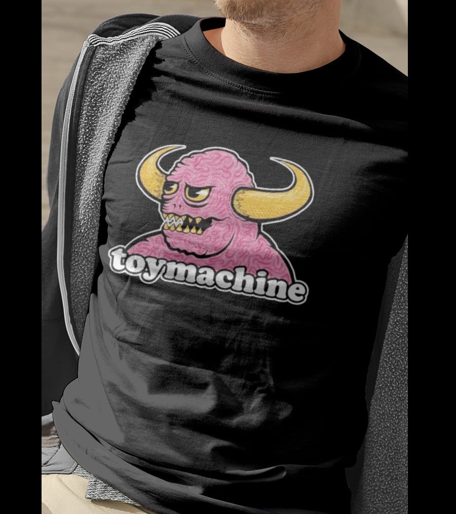 Toy Machine Monster With Horns And Brain Texture T-Shirt