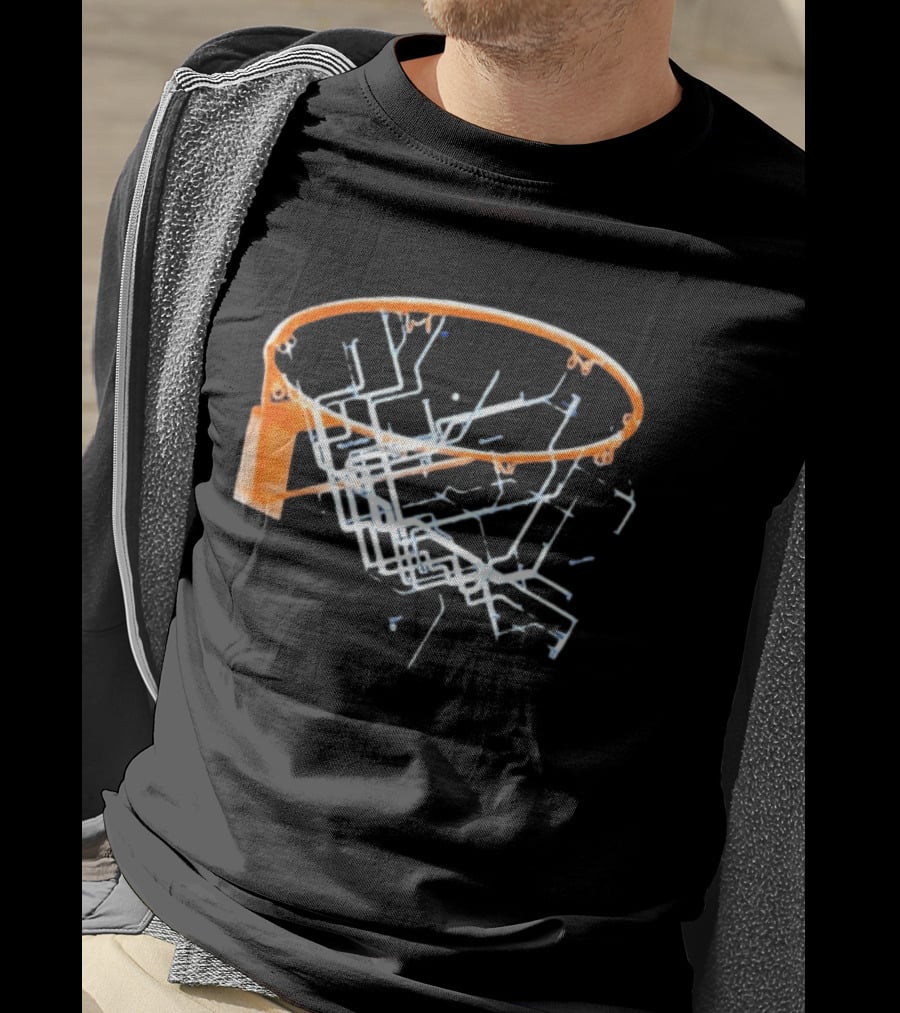 New York City Subway Map Basketball Hoop The Bronx Manhattan Queens T-Shirt