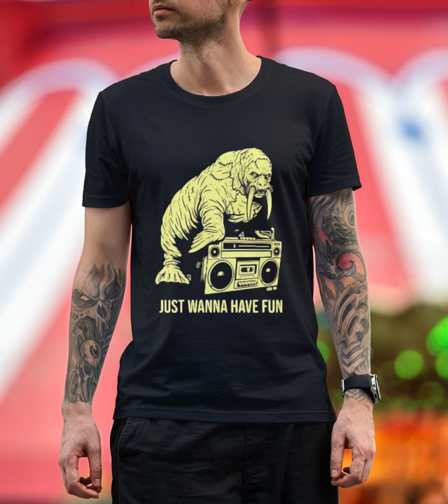 Walrus DJ Just Wanna Have Fun With Boombox T-Shirt